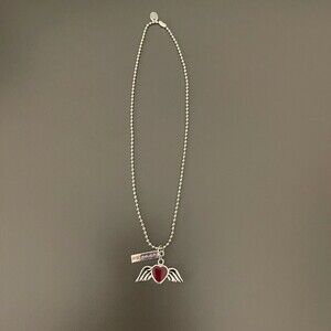 Claire's Heart with Wings Red Silver-tone Friends Women's Fashion Necklace NWOT